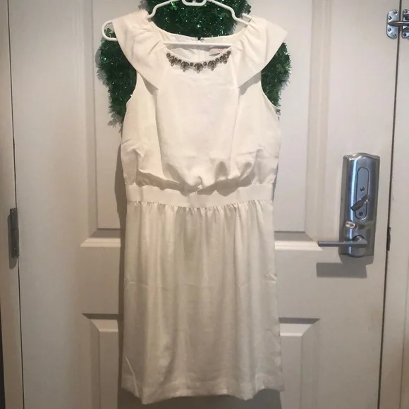 sleek white dress White Satin Fitted Sleeveless Gown by Amoris T729W S / Off White